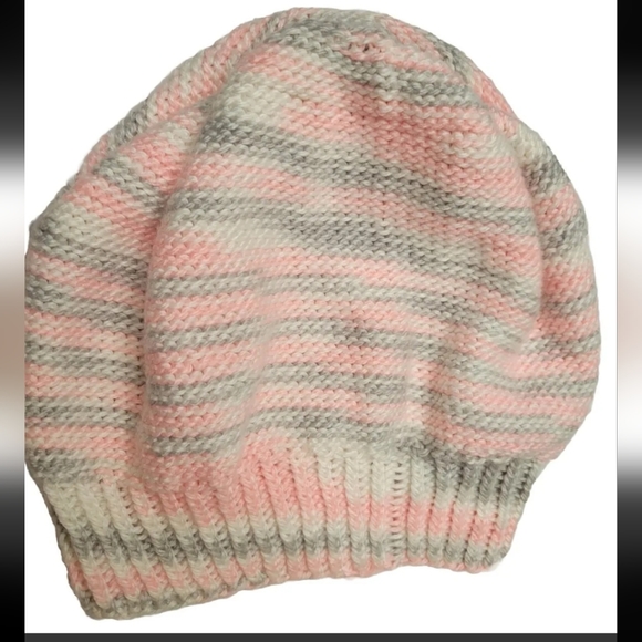 Handmade Crochet Beanie Hat And Scarf pink gray white - Picture 9 of 12